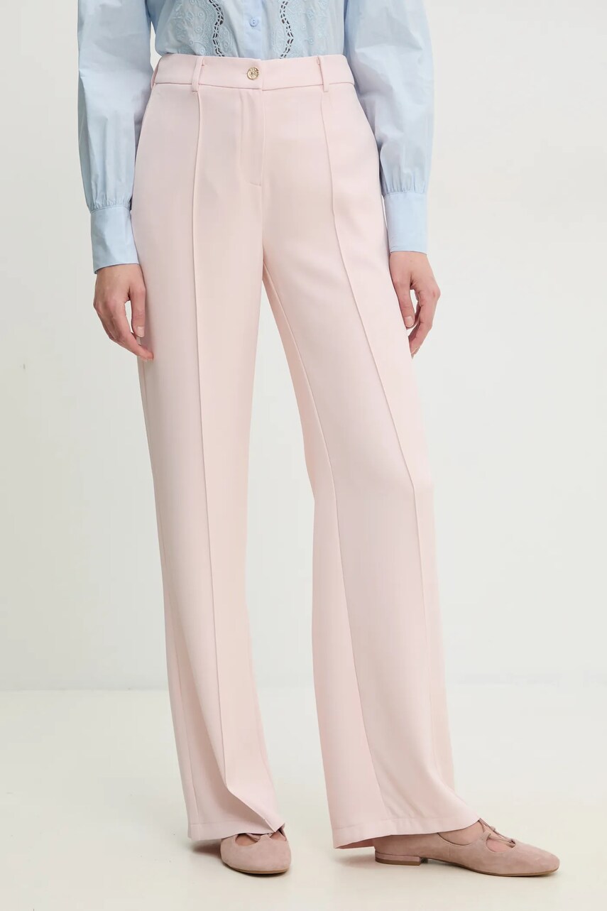 Levně Kalhoty Answear Lab dámské, růžová barva, široké, high waist
