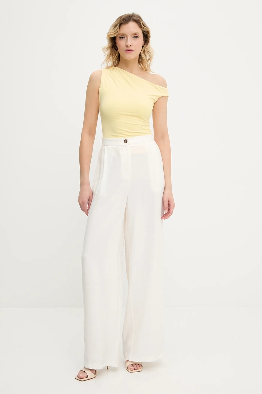 Брюки Answear.LAB цвет белый широкие высокая посадка