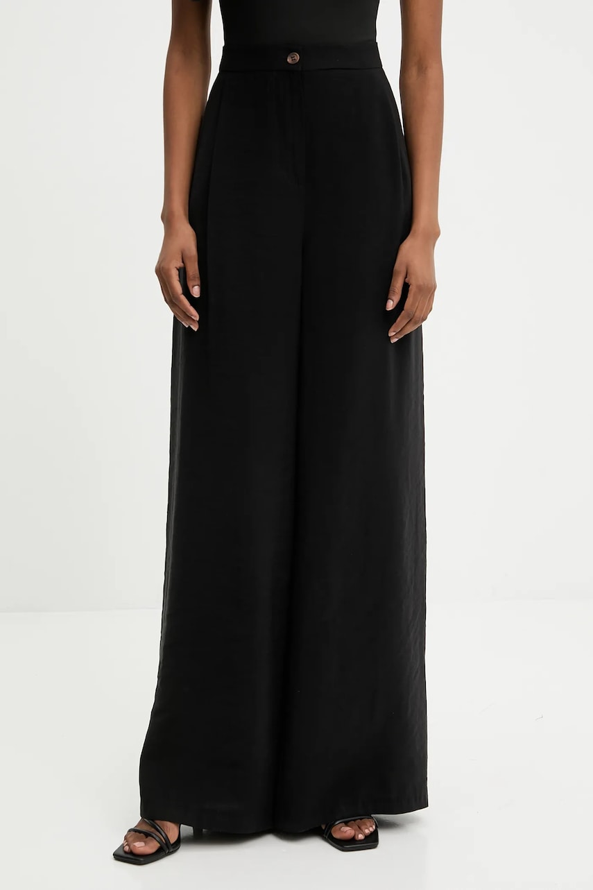 Levně Kalhoty Answear Lab dámské, černá barva, široké, high waist