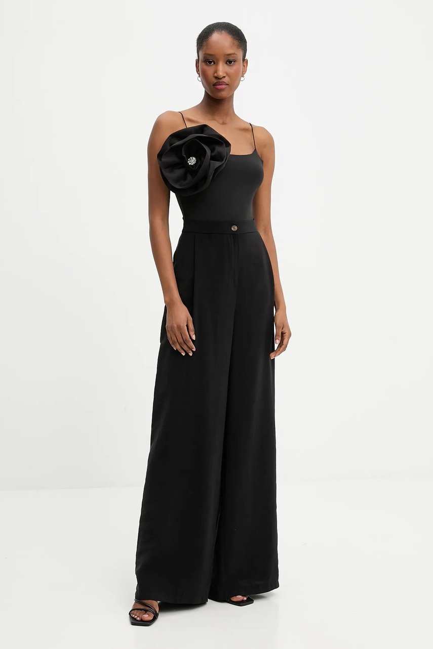 Брюки Answear.LAB цвет чёрный широкие высокая посадка