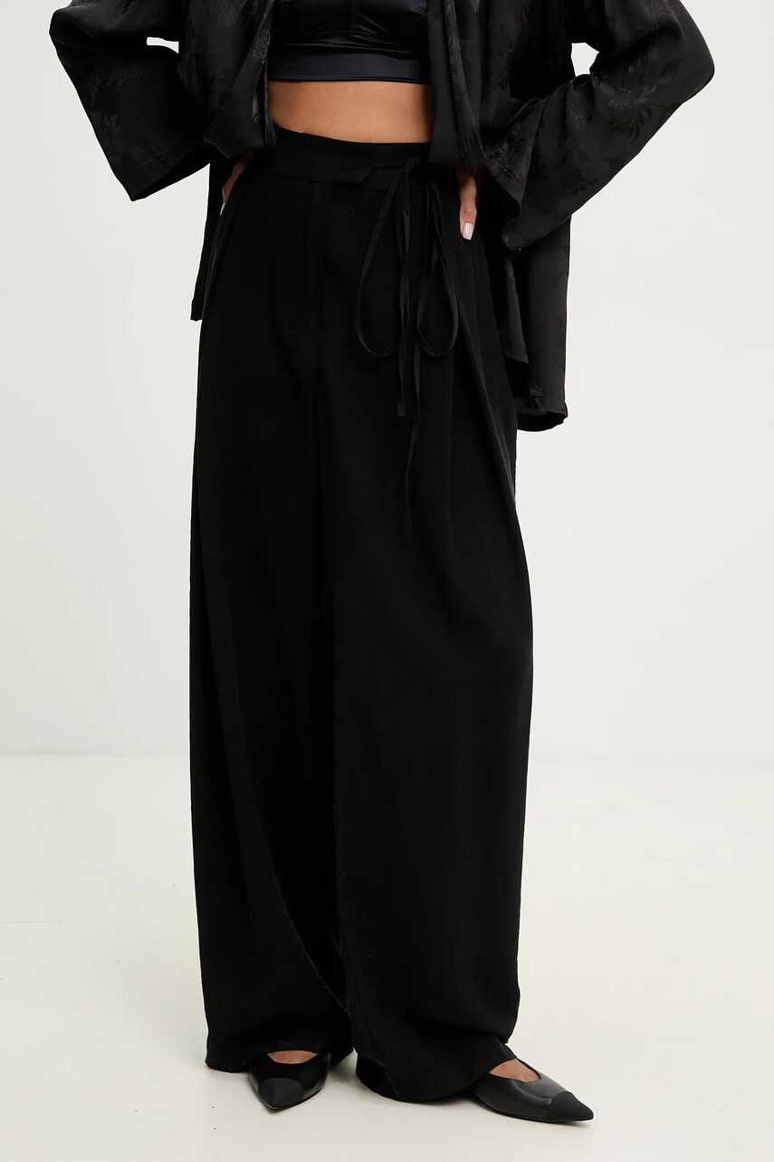 Answear Lab pantaloni femei, culoarea negru, lat, high waist