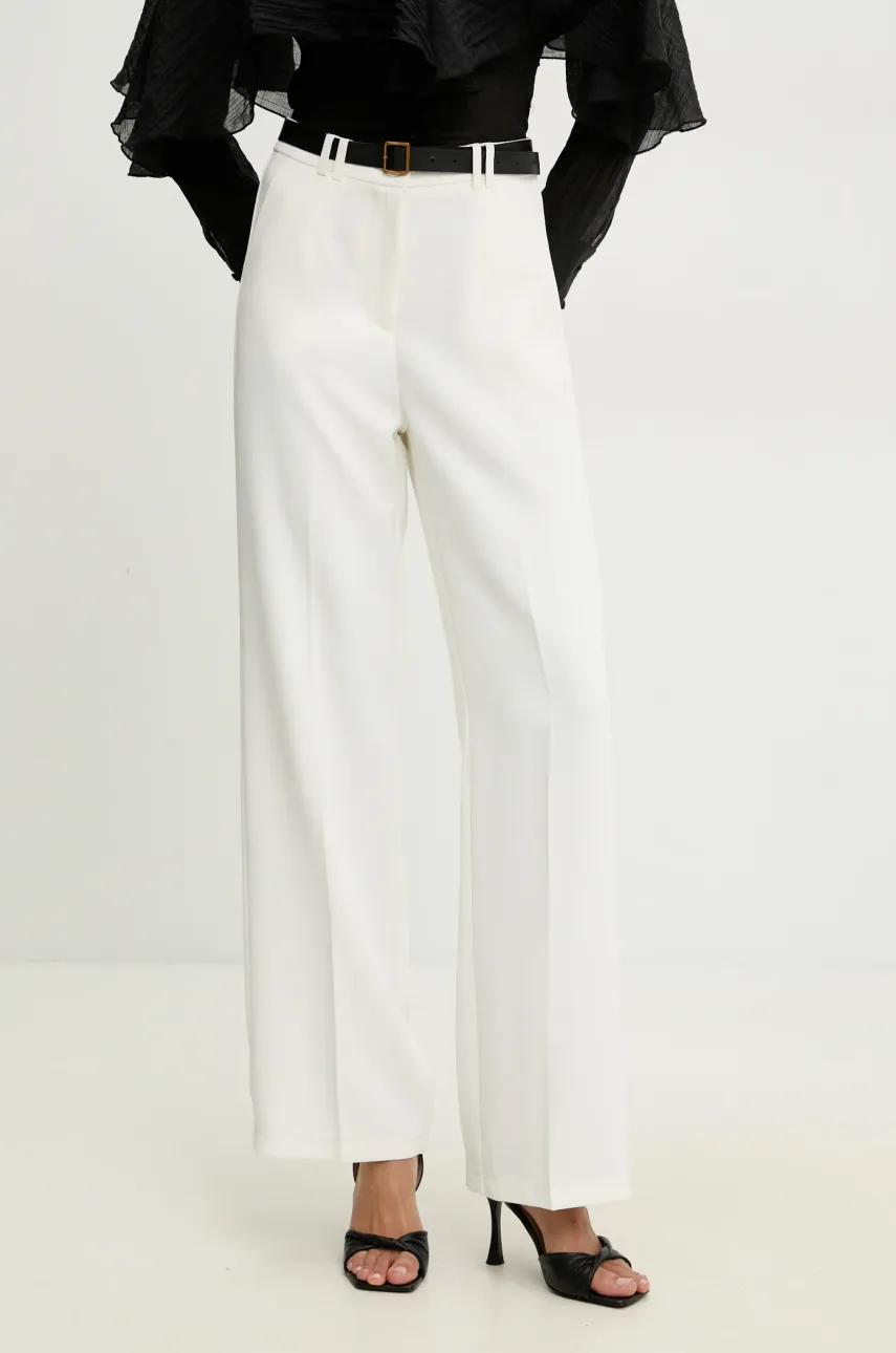 Answear Lab pantaloni femei, culoarea alb, drept, high waist