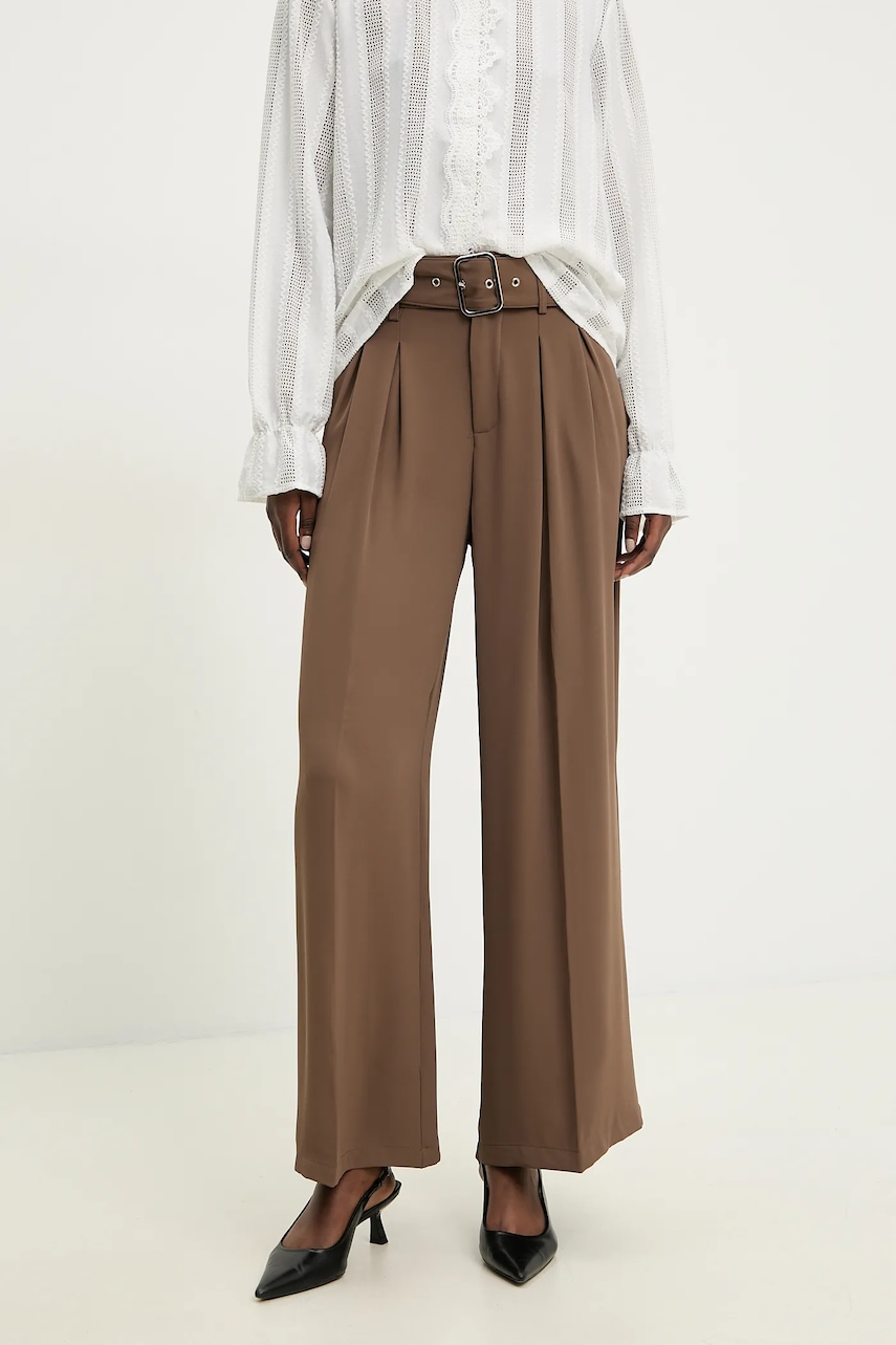 Answear Lab pantaloni femei, culoarea maro, lat, high waist