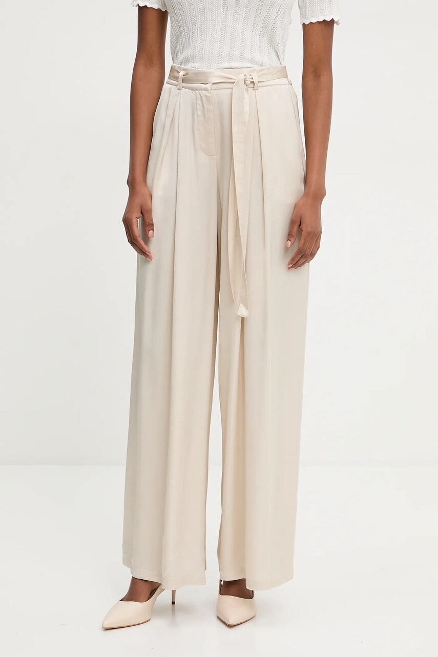 Answear Lab pantaloni femei, culoarea bej, drept, high waist