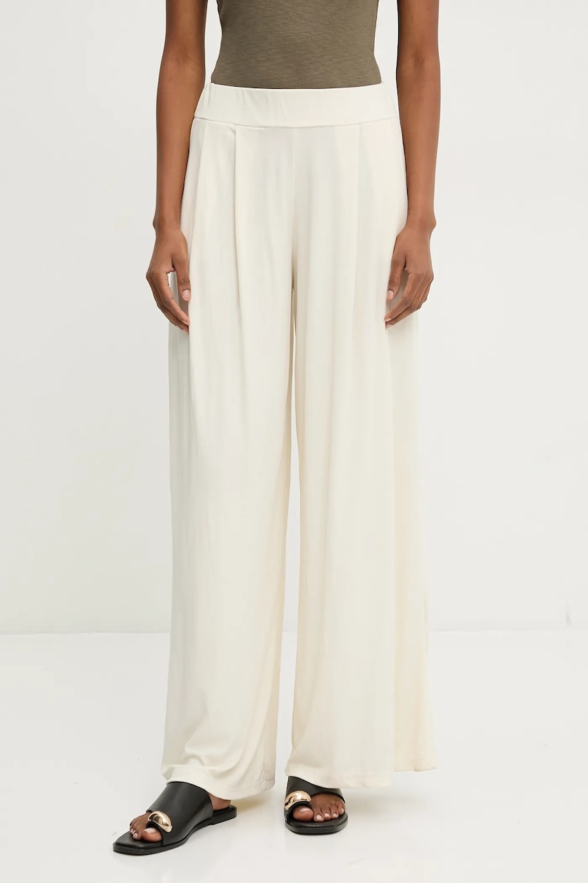 Answear Lab pantaloni femei, culoarea bej, drept, high waist