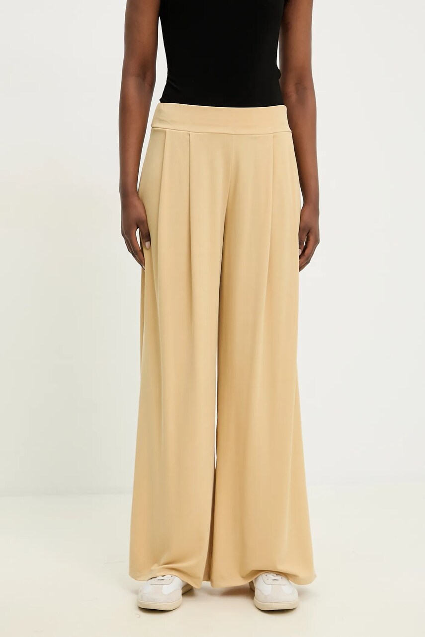 Answear Lab pantaloni femei, culoarea galben, drept, high waist