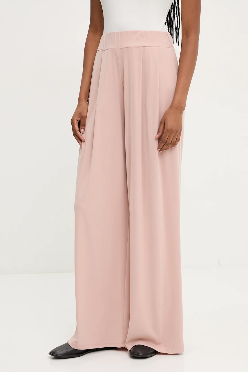 Answear Lab pantaloni femei, culoarea roz, drept, high waist