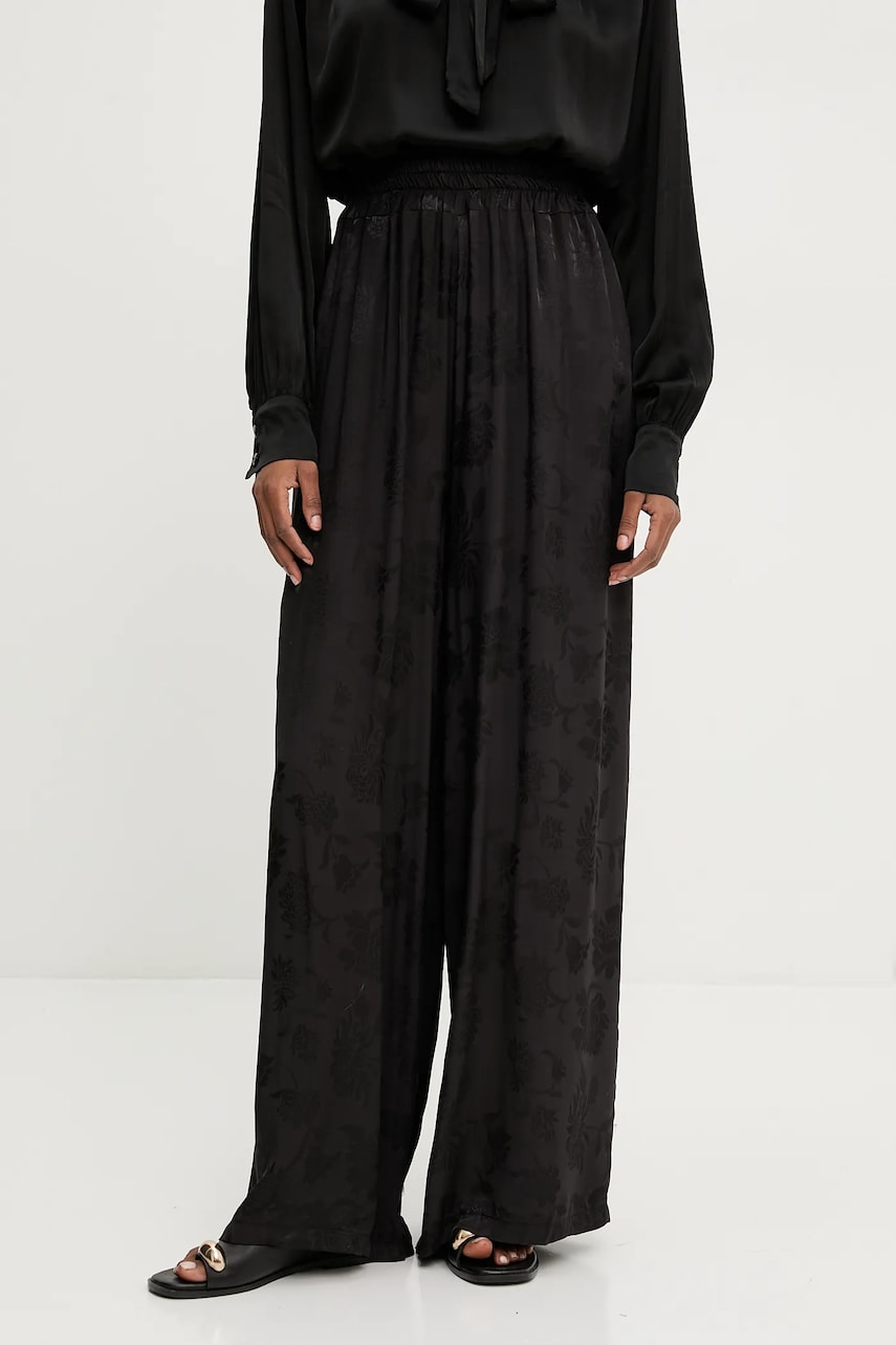 Levně Kalhoty Answear Lab dámské, černá barva, široké, high waist
