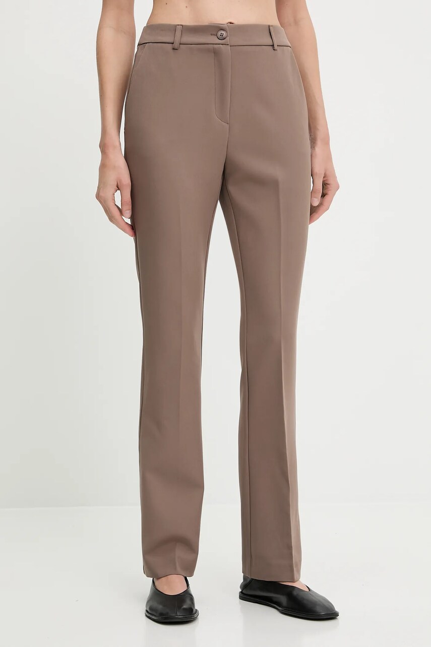 Levně Kalhoty Answear Lab dámské, hnědá barva, zvony, high waist