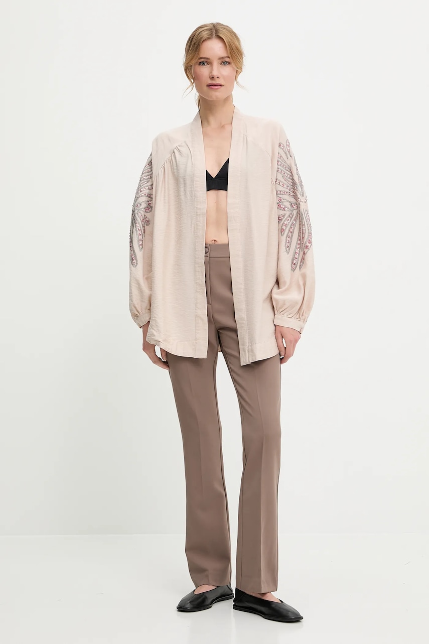 Брюки Answear.LAB цвет коричневый клёш высокая посадка Брюки Answear.LAB цвет коричневый клёш высокая посадка