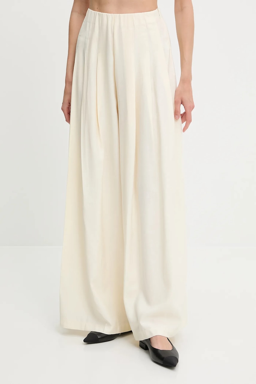 Answear Lab pantaloni culoarea bej, lat, high waist