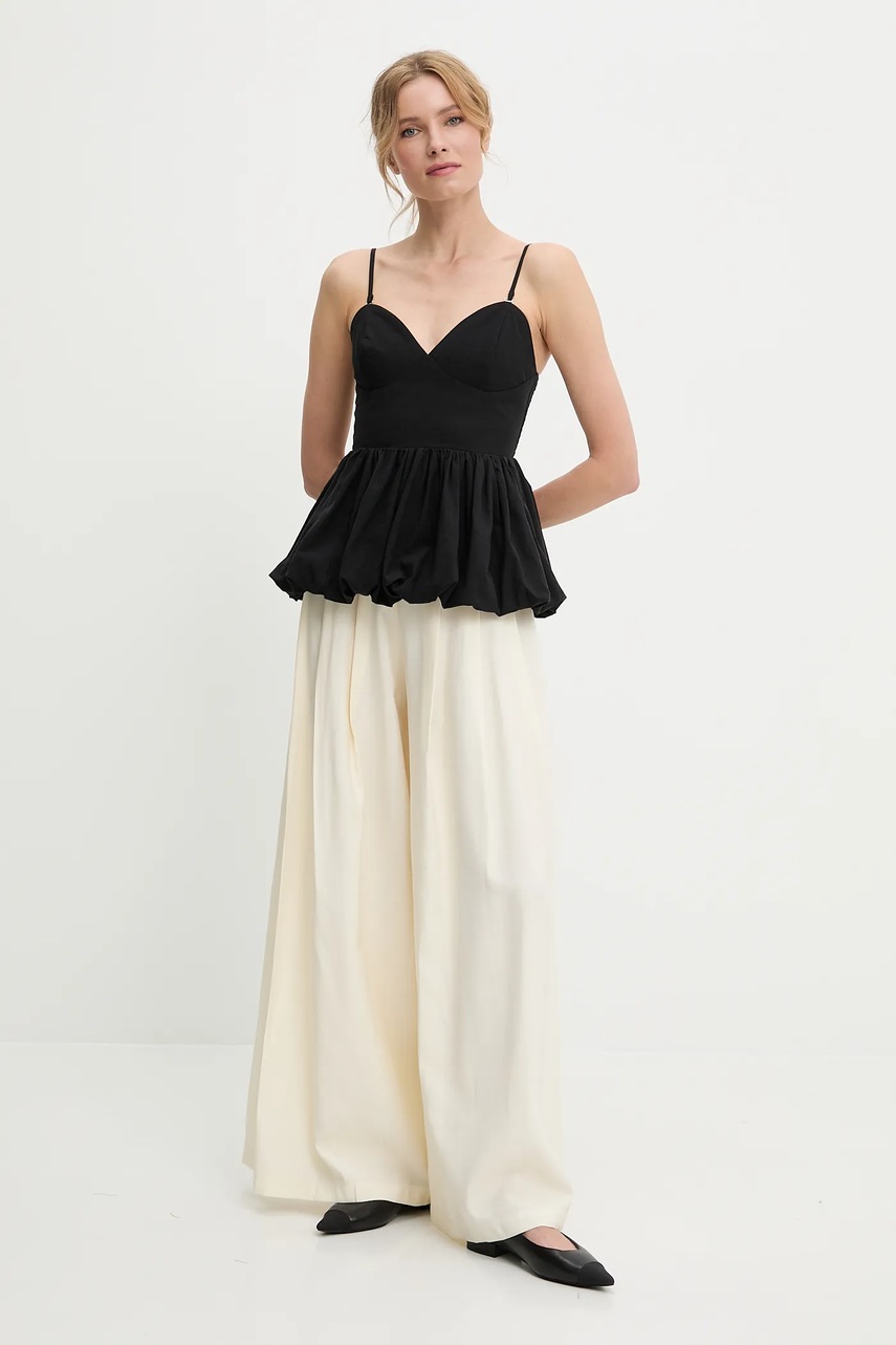 Брюки Answear.LAB цвет бежевый широкие высокая посадка