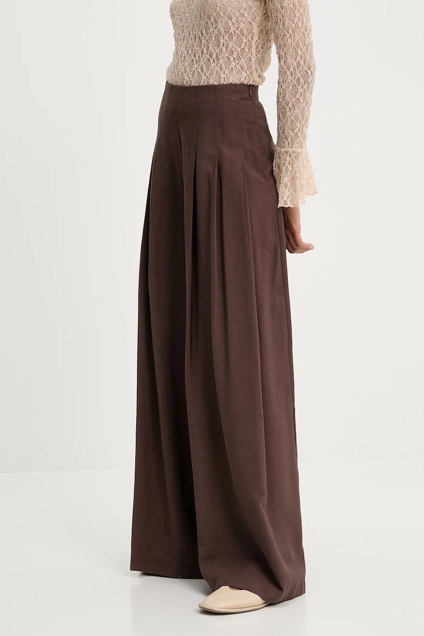 Answear.LAB pantaloni culoarea maro, lat, high waist