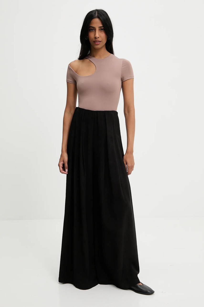 Брюки Answear.LAB цвет чёрный широкие высокая посадка