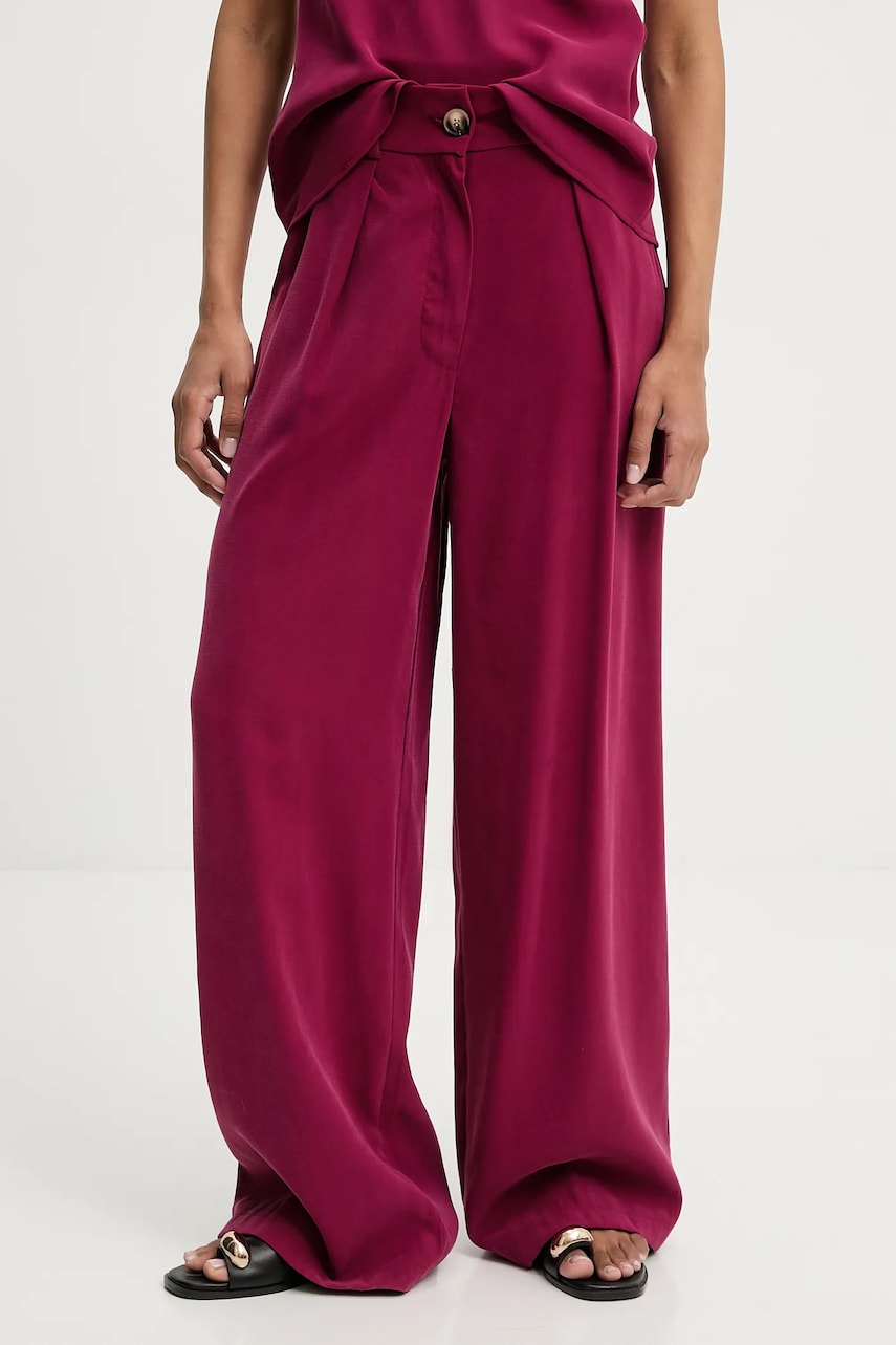 Answear Lab pantaloni culoarea bordo, lat, high waist
