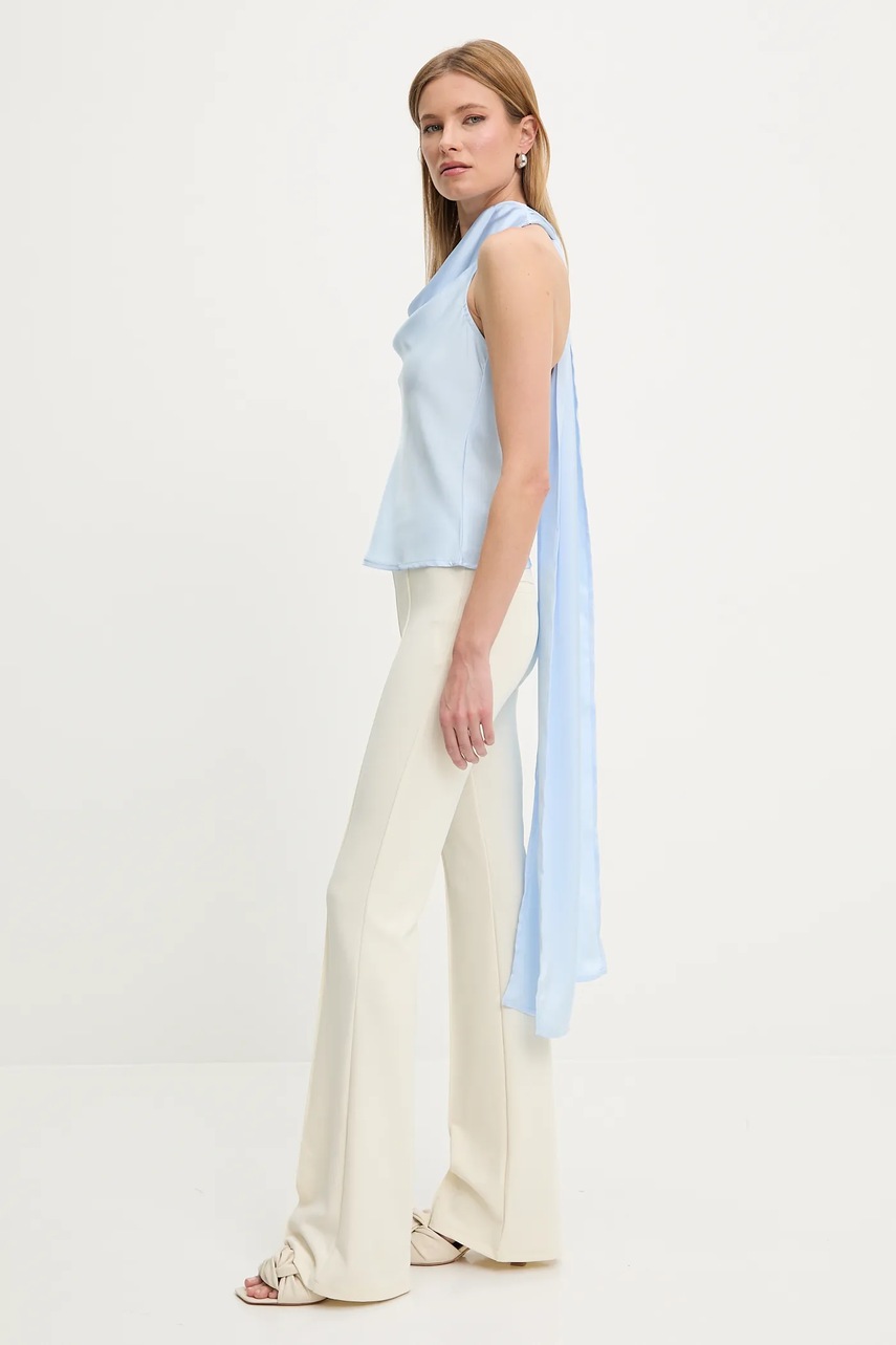 Брюки Answear.LAB цвет бежевый клёш высокая посадка