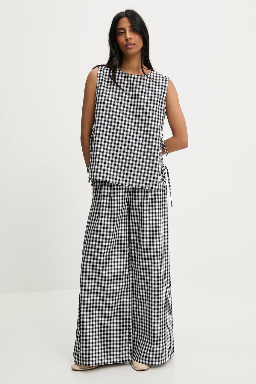 Хлопковые брюки Answear.LAB цвет чёрный широкие высокая посадка