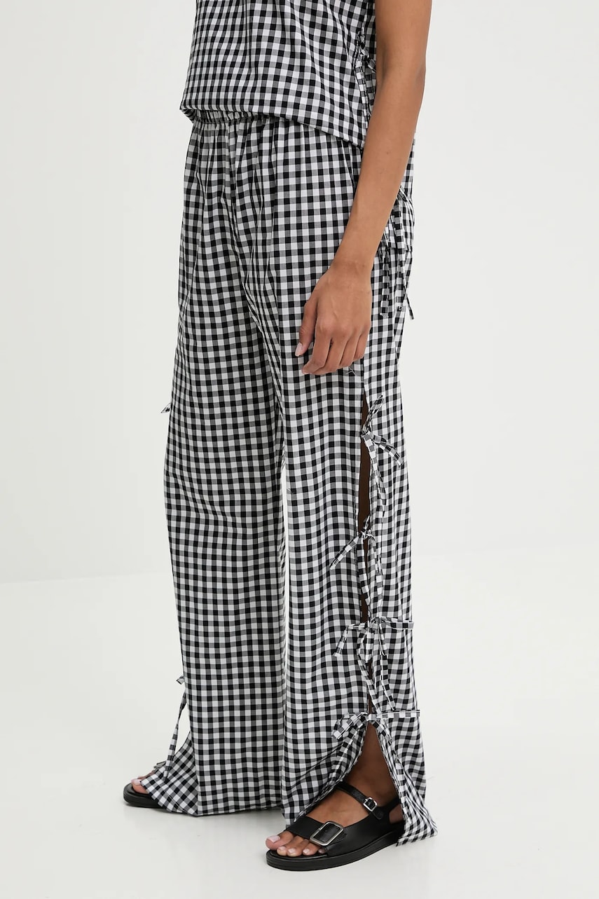 Answear Lab pantaloni de bumbac culoarea negru, drept, high waist