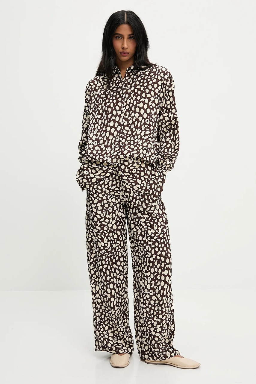 Брюки Answear.LAB цвет коричневый широкие высокая посадка