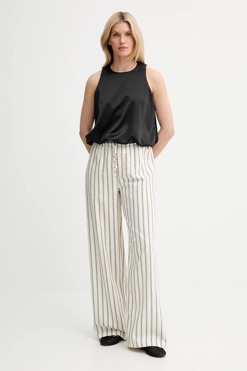 Брюки Answear.LAB цвет бежевый прямая высокая посадка