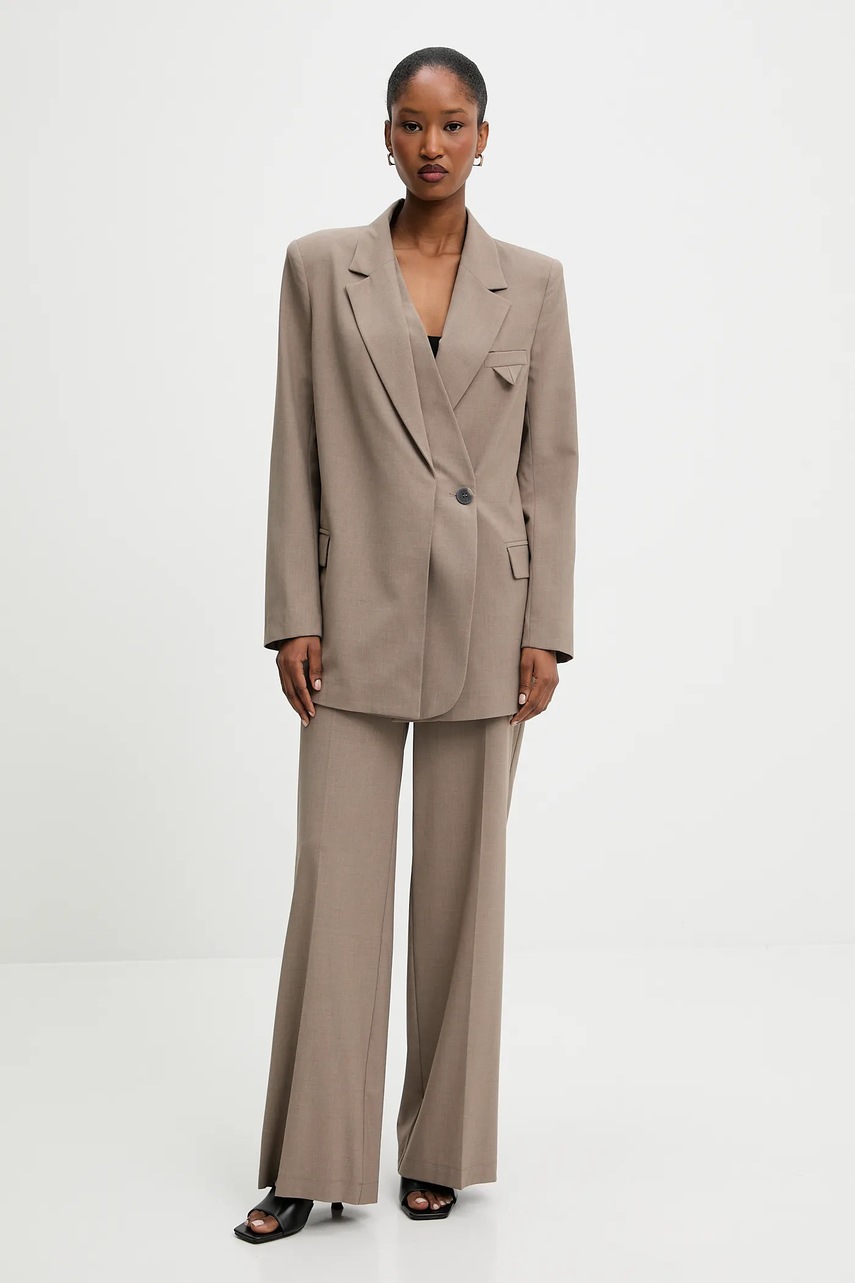 Брюки Answear.LAB цвет коричневый широкие высокая посадка