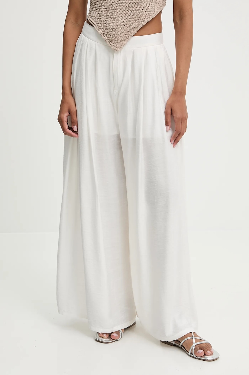 Answear Lab pantaloni culoarea alb, lat, high waist