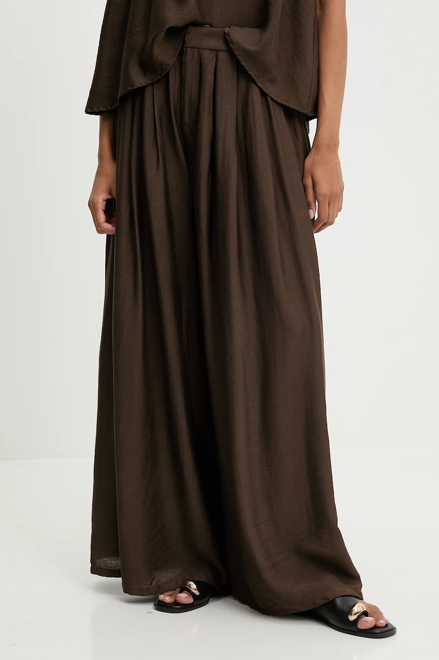 Answear Lab pantaloni culoarea maro, lat, high waist