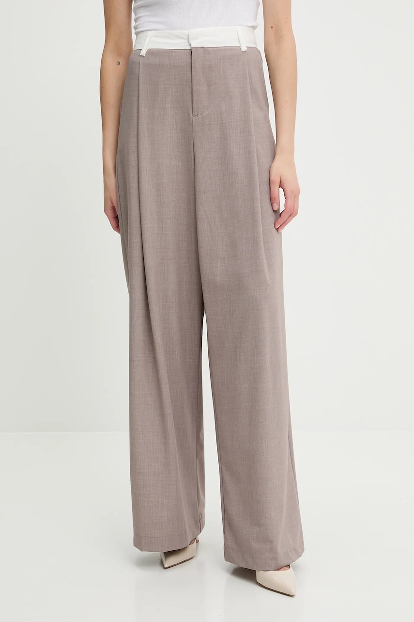 Answear Lab pantaloni culoarea maro, lat, high waist