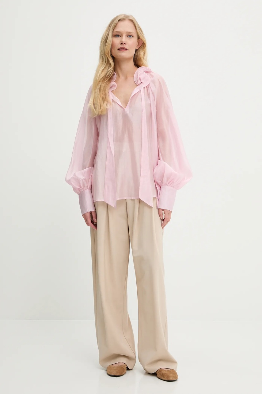 Брюки с шерстью Answear.LAB цвет бежевый широкие высокая посадка