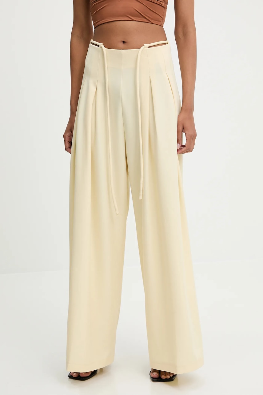 Answear Lab pantaloni culoarea galben, lat, high waist