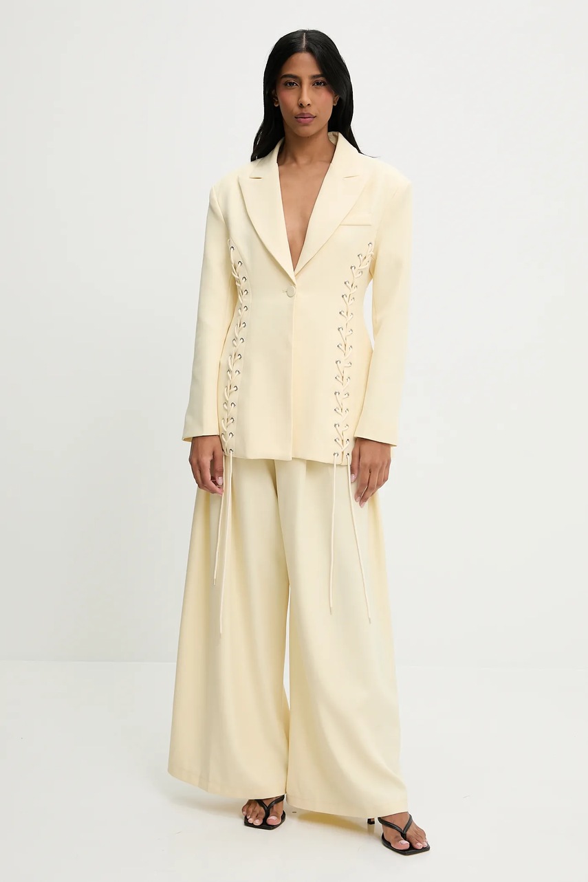 Брюки Answear.LAB цвет жёлтый широкие высокая посадка