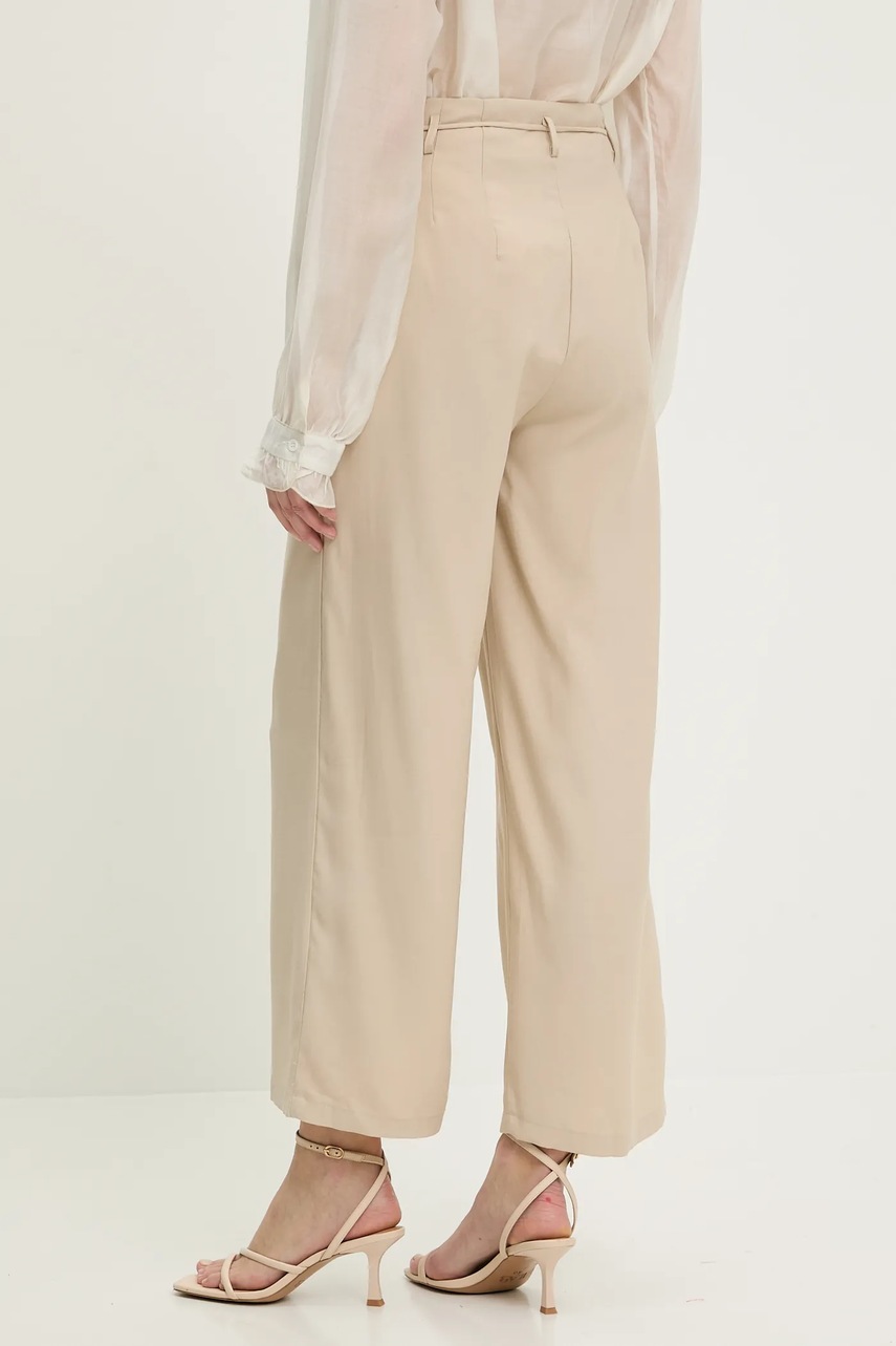 Брюки Answear.LAB цвет бежевый широкие высокая посадка