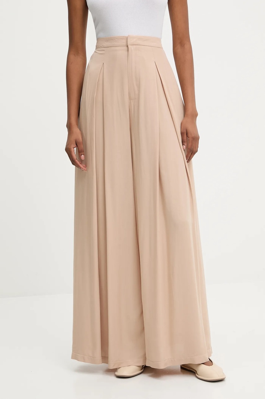 Answear Lab pantaloni culoarea bej, lat, high waist