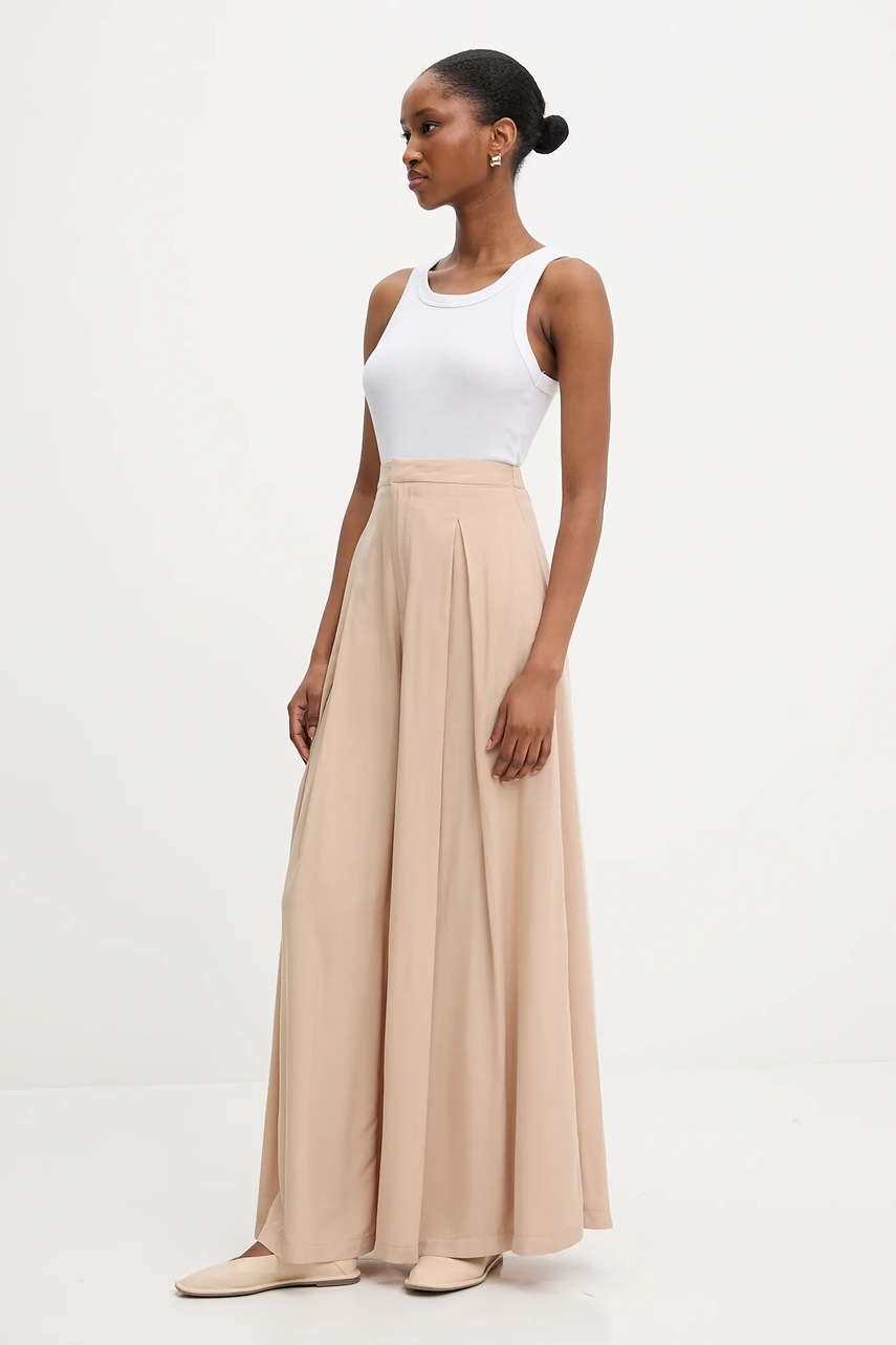 Брюки Answear.LAB цвет бежевый широкие высокая посадка