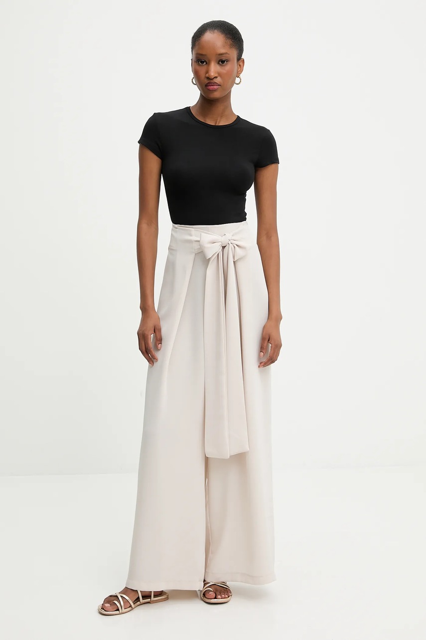 Брюки Answear.LAB цвет бежевый широкие высокая посадка