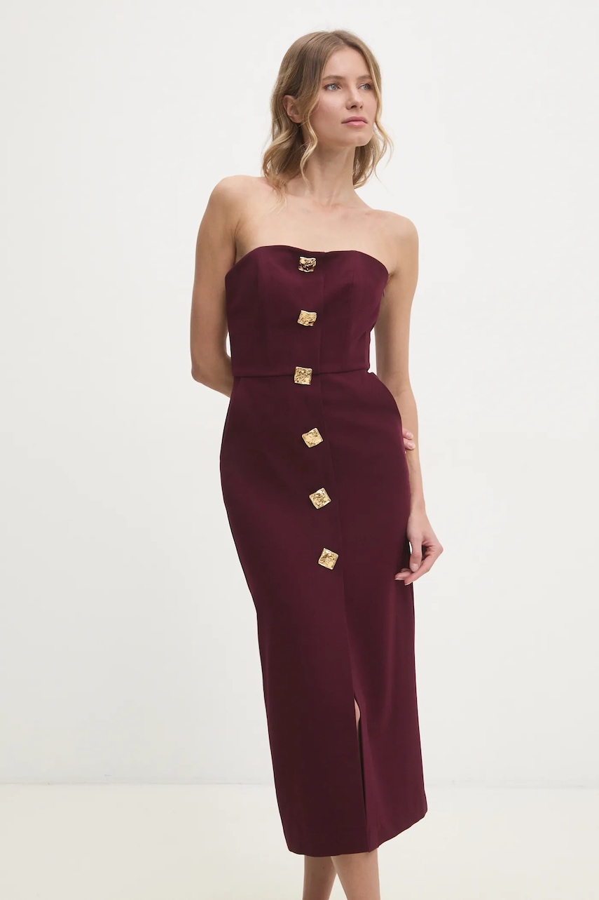 Answear Lab rochie culoarea bordo, midi, mulată