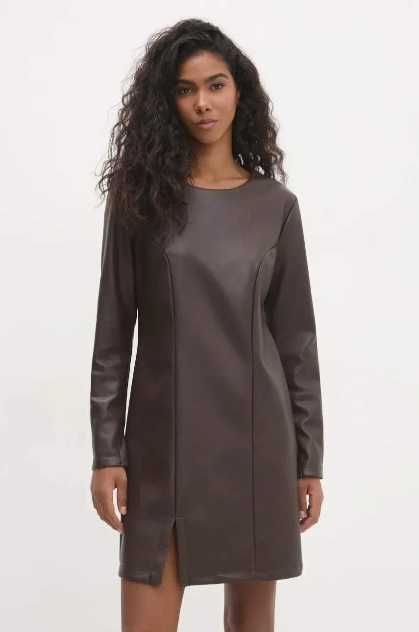 Answear Lab rochie culoarea maro, mini, evazată Answear Lab rochie culoarea maro, mini, evazată