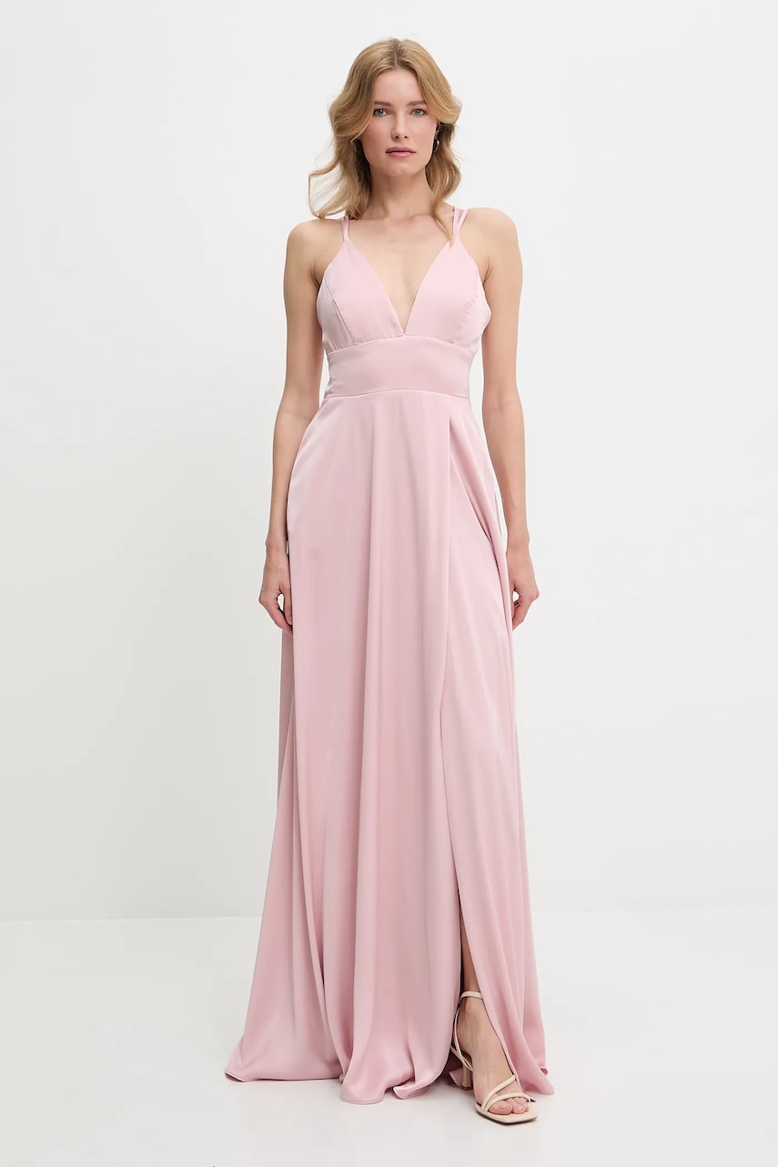 Answear Lab rochie culoarea roz, maxi, evazată