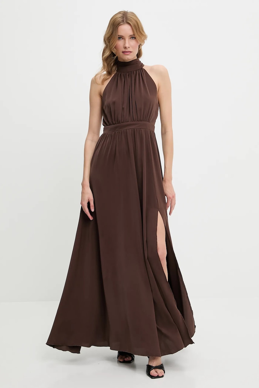 Answear Lab rochie culoarea maro, maxi, evazată