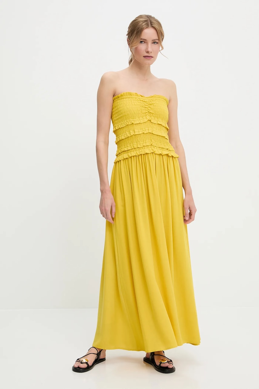 rochie din in culoarea galben, maxi, evazati rochie din in culoarea galben, maxi, evazati