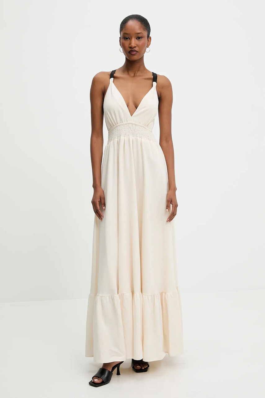 Answear Lab rochie culoarea bej, maxi, evazata