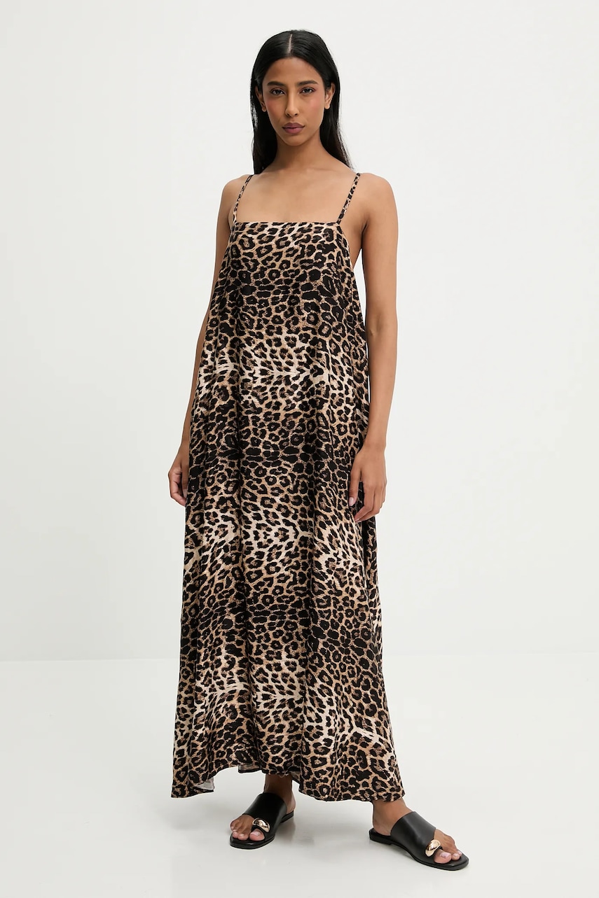 Answear Lab rochie culoarea maro, maxi, evazată