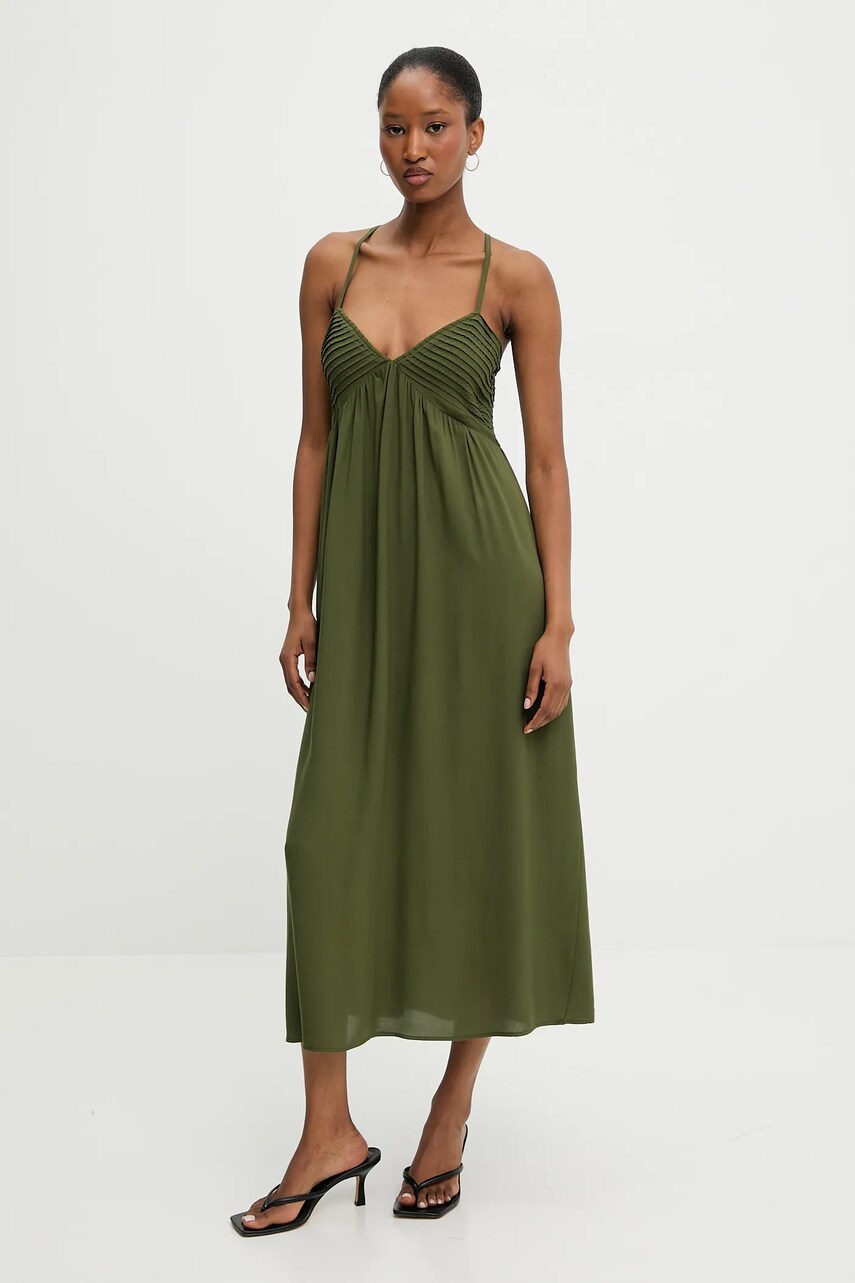 Answear Lab rochie culoarea verde, maxi, evazată