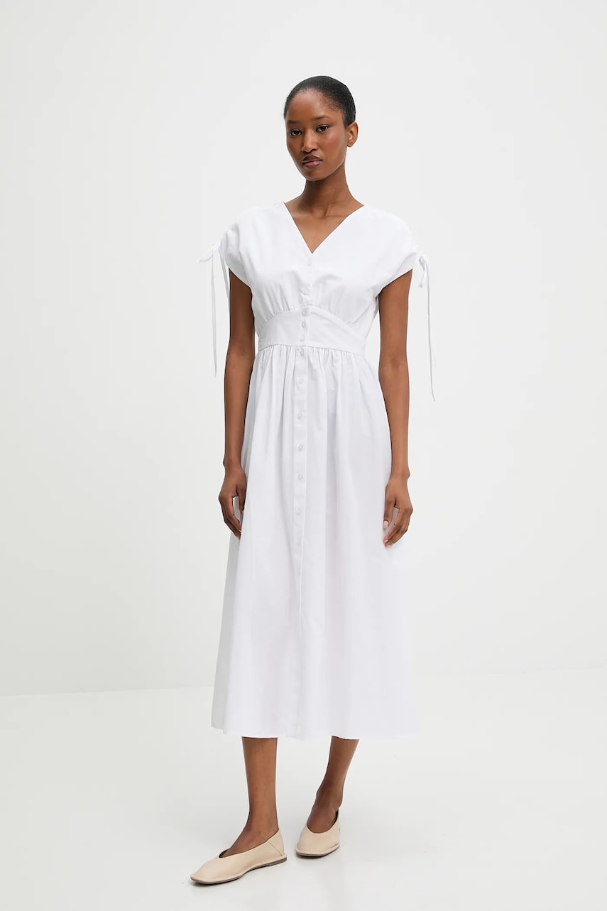 Answear Lab rochie culoarea alb, midi, evazată