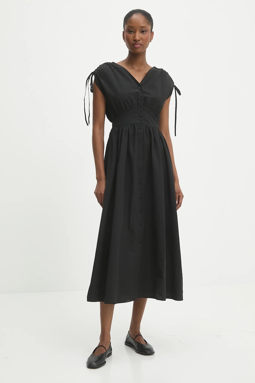 Answear Lab rochie culoarea negru, midi, evazată