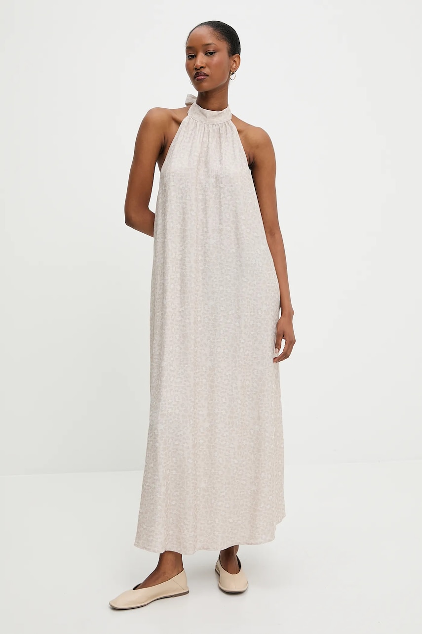 Answear Lab rochie din in culoarea bej, maxi, drept