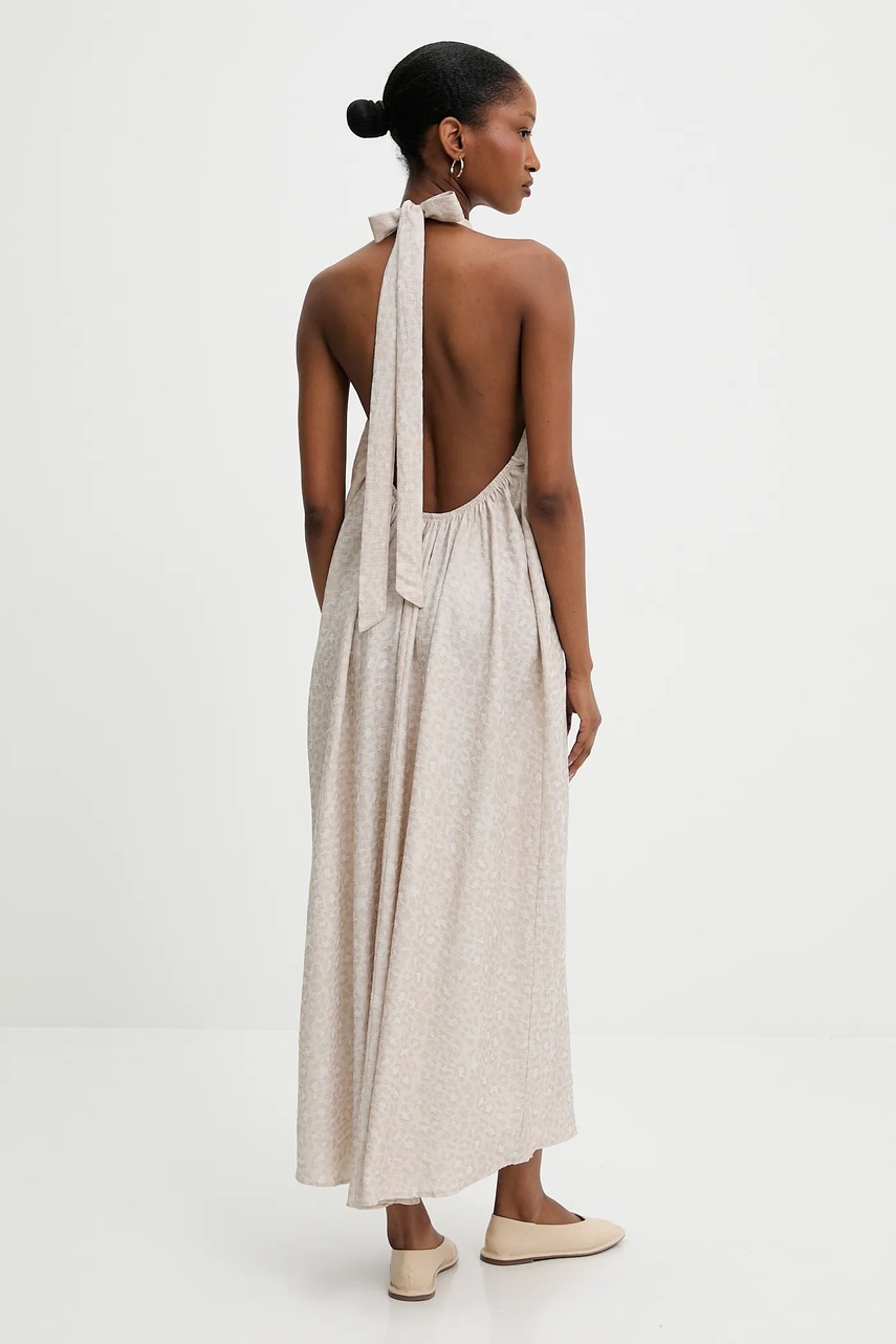 Льняное платье Answear.LAB цвет бежевый maxi прямая