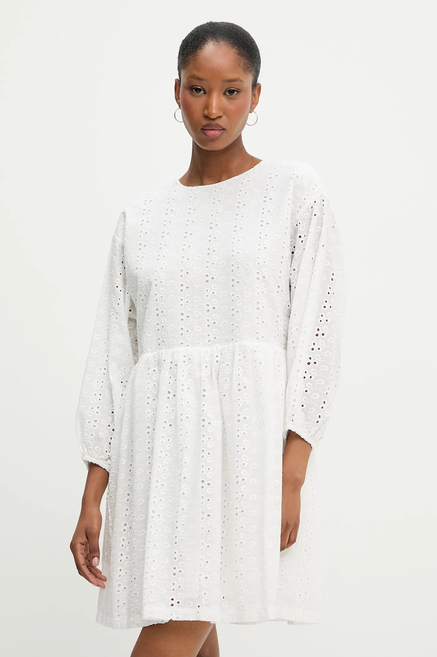 Answear Lab rochie din bumbac culoarea alb, mini, evazată