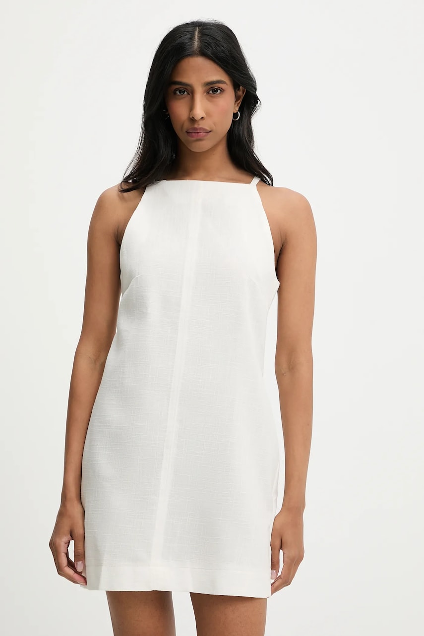 rochie din bumbac culoarea alb, mini, mulată
