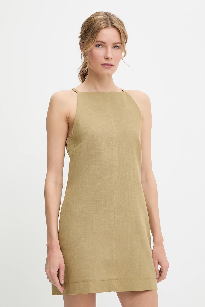 Answear Lab rochie din bumbac culoarea verde, mini, mulată